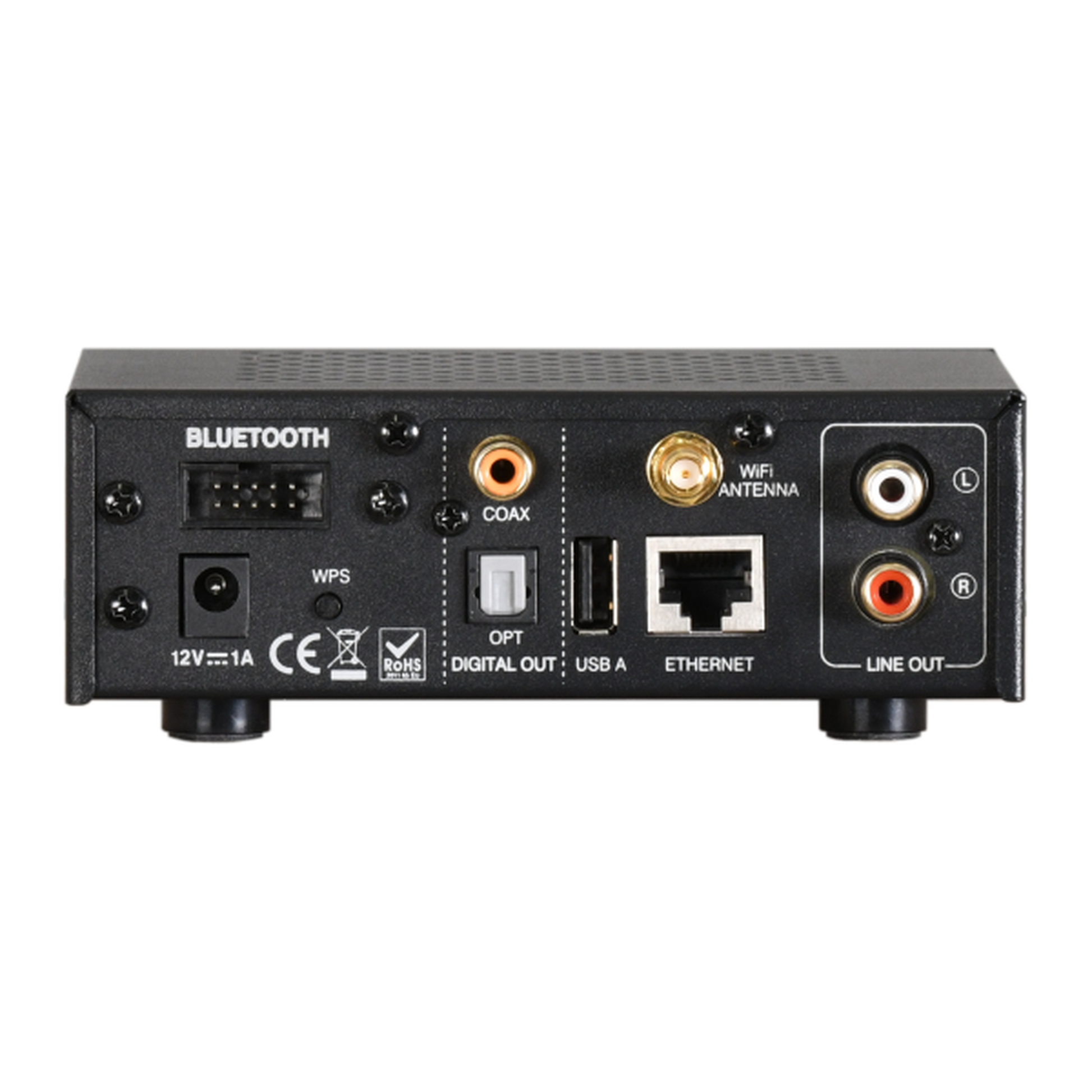 Advance Paris WTX-StreamTubes Röhren-Streamer Rückansicht mit Coax, USB, Ethernet und Line-Out