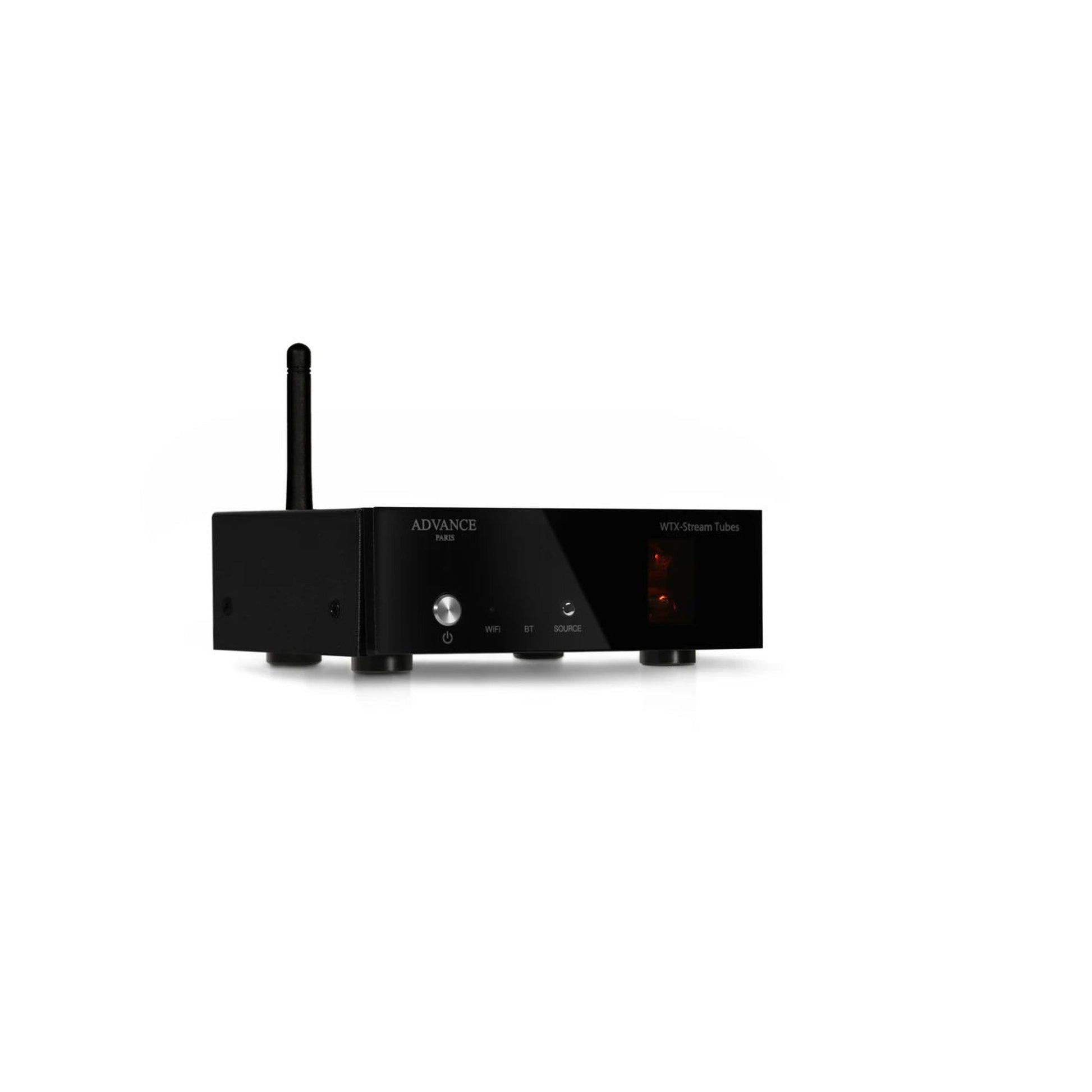 Advance Paris WTX-Tubes Bluetooth-Empfänger Schrägansicht mit Bluetooth-Antenne