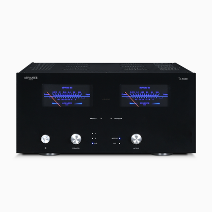 Advance Paris X-A600 Stereo-Endverstärker Frontansicht mit VU-Metern