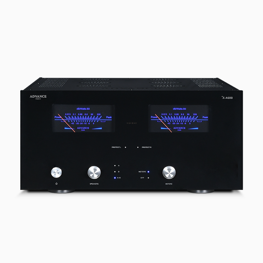 Advance Paris X-A600 Stereo-Endverstärker Frontansicht mit VU-Metern