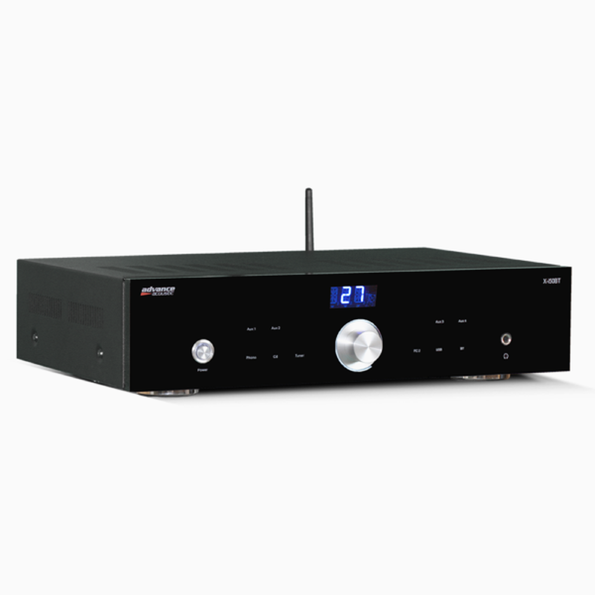 Advance Paris X-i50BT Vollverstärker Schrägansicht mit Bluetooth-Antenne