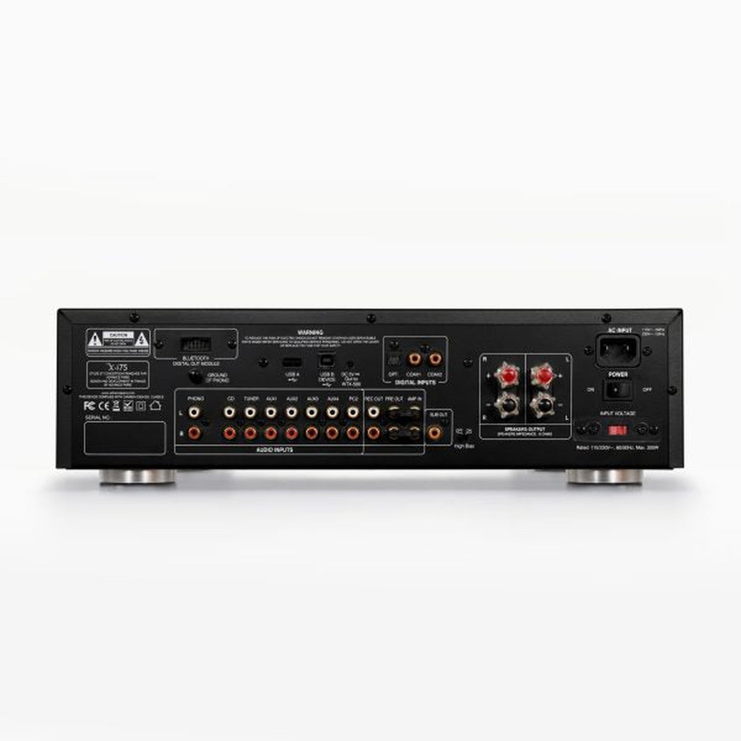 Advance Paris X-i75 Vollverstärker ClassicLine Rückansicht mit Phono, Subwoofer-Ausgang und USB