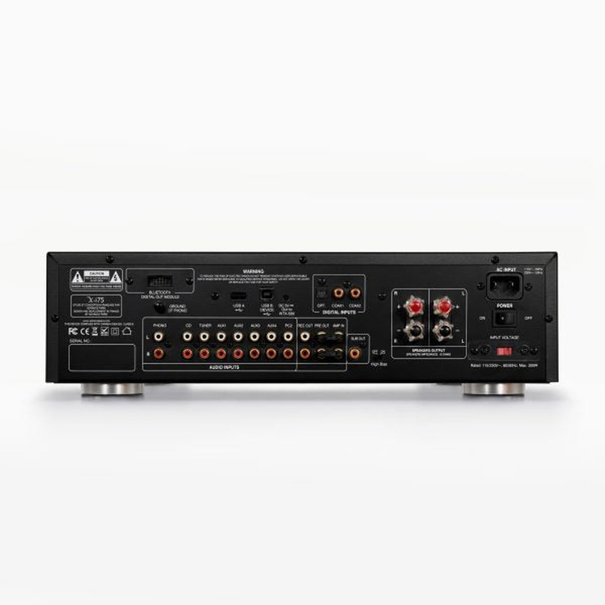Advance Paris X-i75 Vollverstärker ClassicLine Rückansicht mit Phono, Subwoofer-Ausgang und USB