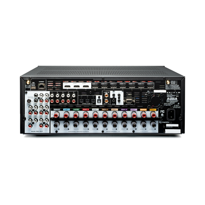 Anthem MRX 1140 8K AV-Receiver Rückansicht mit HDMI 2.1, XLR-Ausgängen und elf Verstärkerkanälen