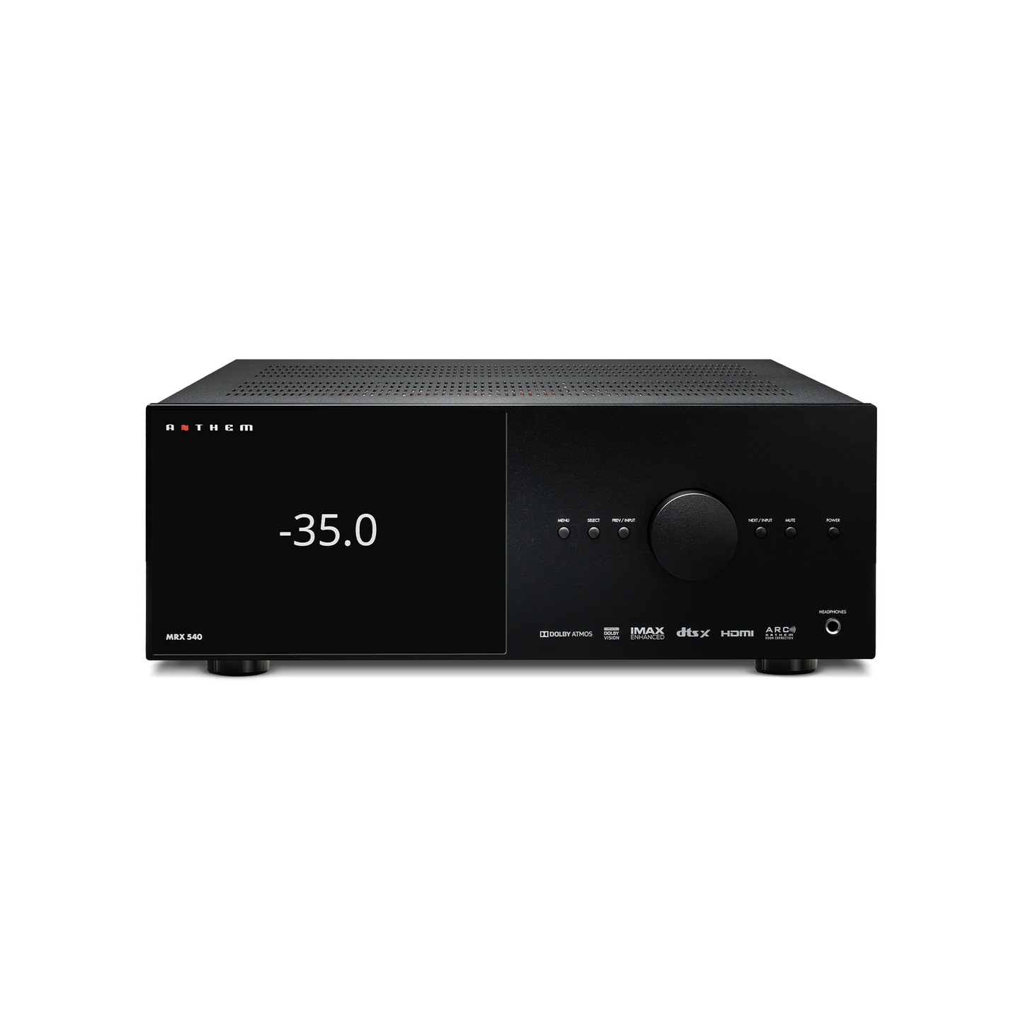 Anthem MRX 540 8K AV-Receiver Frontansicht mit Display und Lautstärkeregler