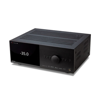 Anthem MRX 540 8K AV-Receiver Schrägansicht von vorn links mit belüftetem Gehäusedeckel