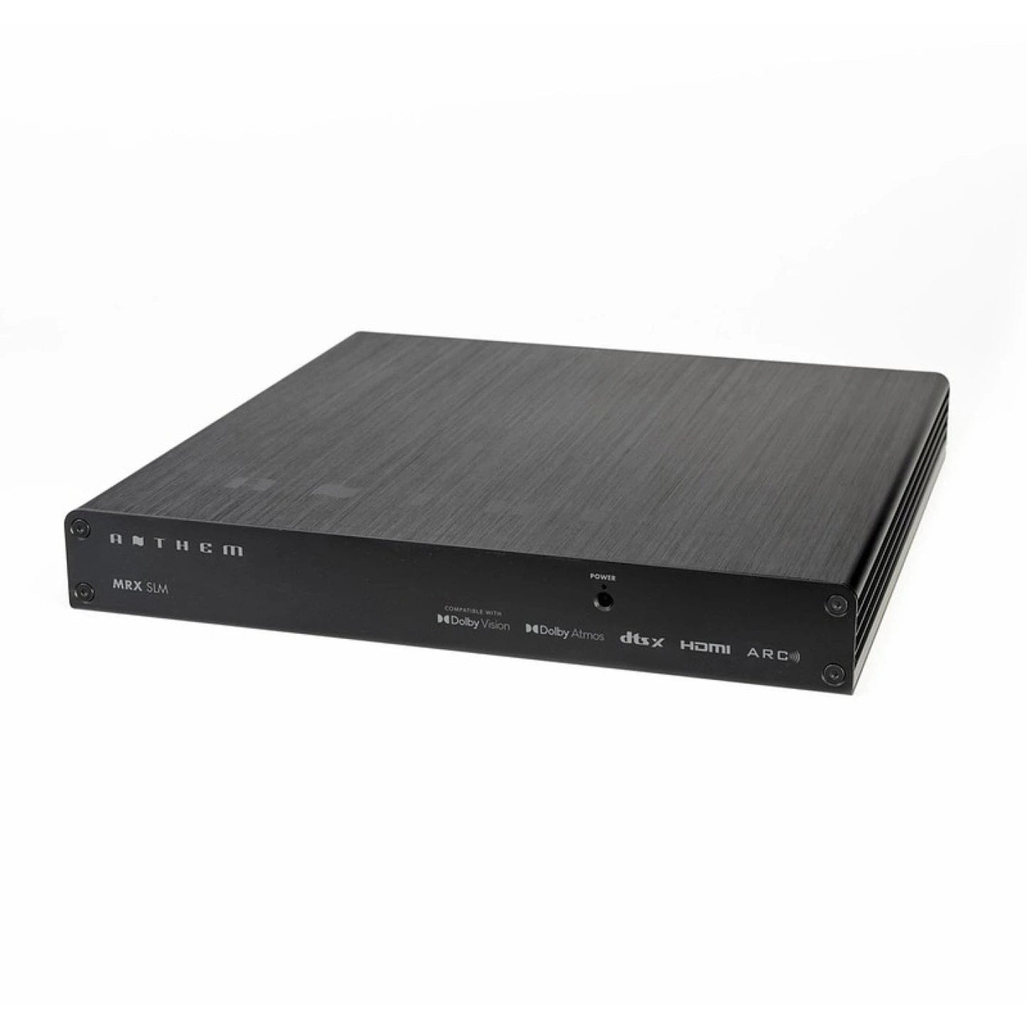 Anthem MRX-SLM AV-Receiver Schrägansicht von vorn rechts mit gebürstetem Aluminiumdeckel