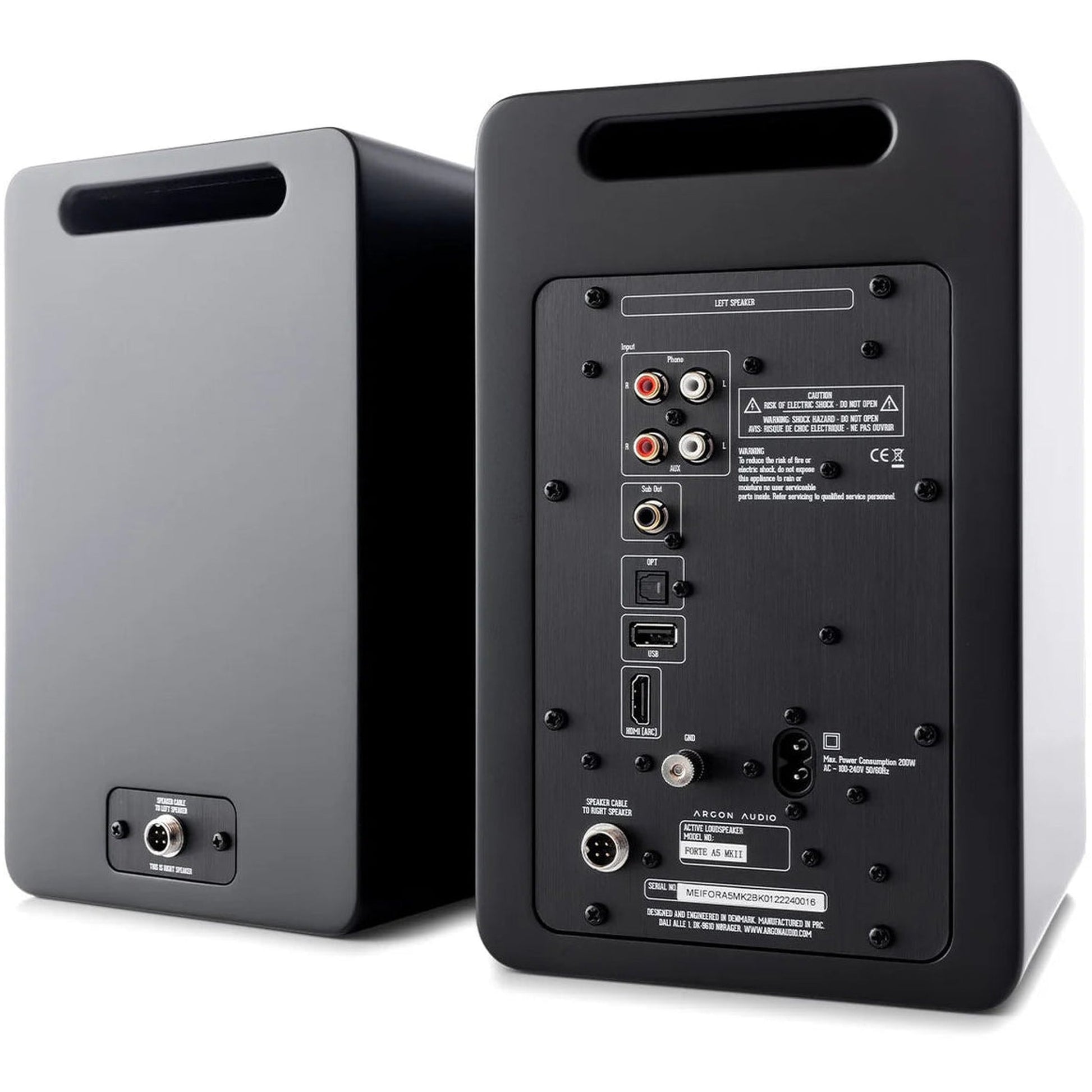 Argon Audio Forte A5 WiFi Regallautsprecher Rückansicht mit Anschlussfeld HDMI ARC Optical und Phono