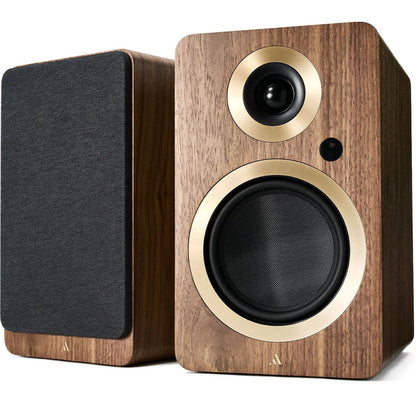 Argon Audio Forte A5 WiFi Regallautsprecher Walnuss Stereopaar mit und ohne Frontabdeckung