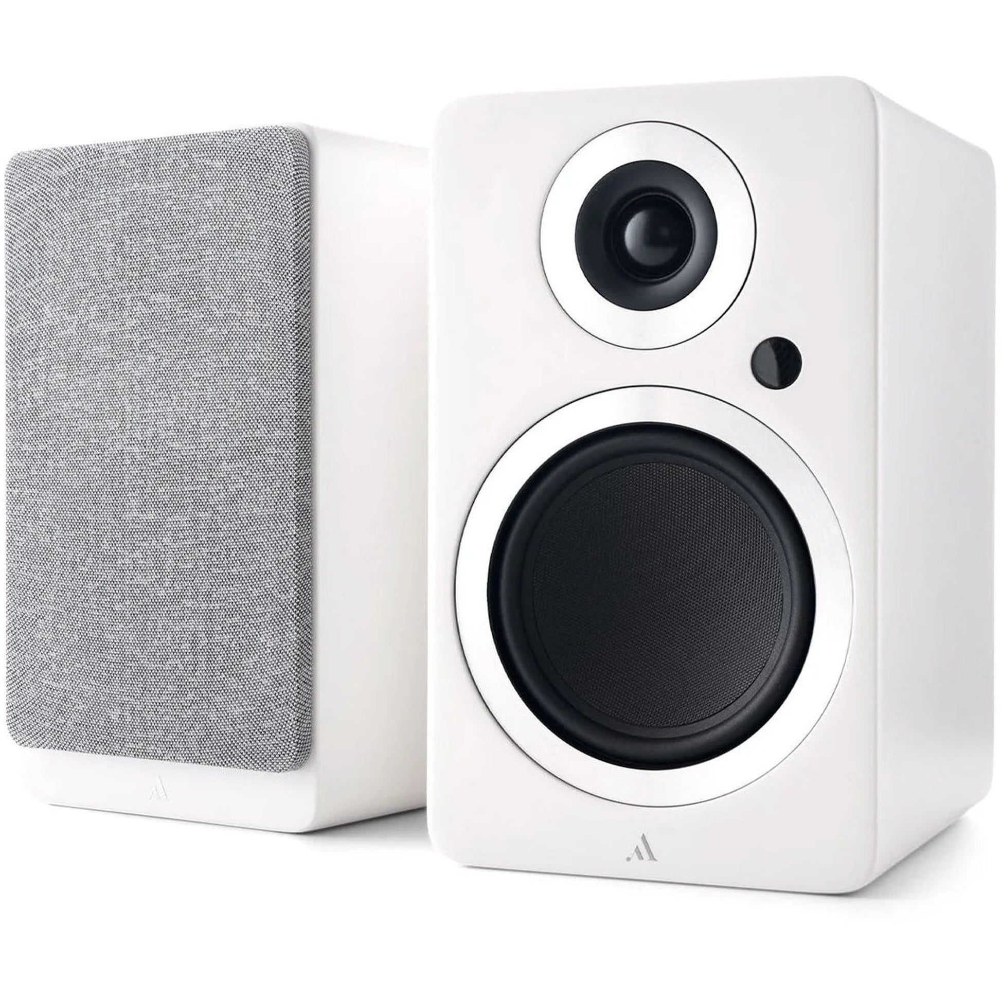 Argon Audio Forte A5 WiFi Regallautsprecher weiss Stereopaar mit und ohne Frontabdeckung
