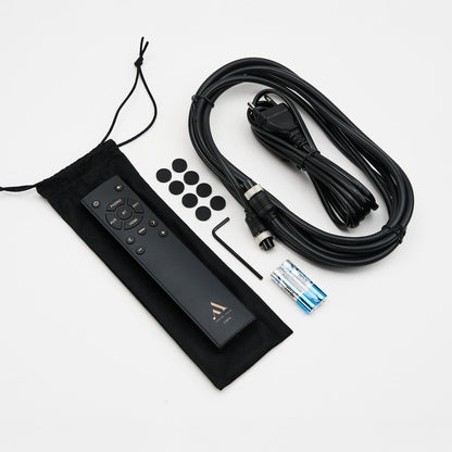 Argon Audio Forte A55 WiFi Standlautsprecher schwarz Lieferumfang mit Fernbedienung Netzkabel und Zubehör