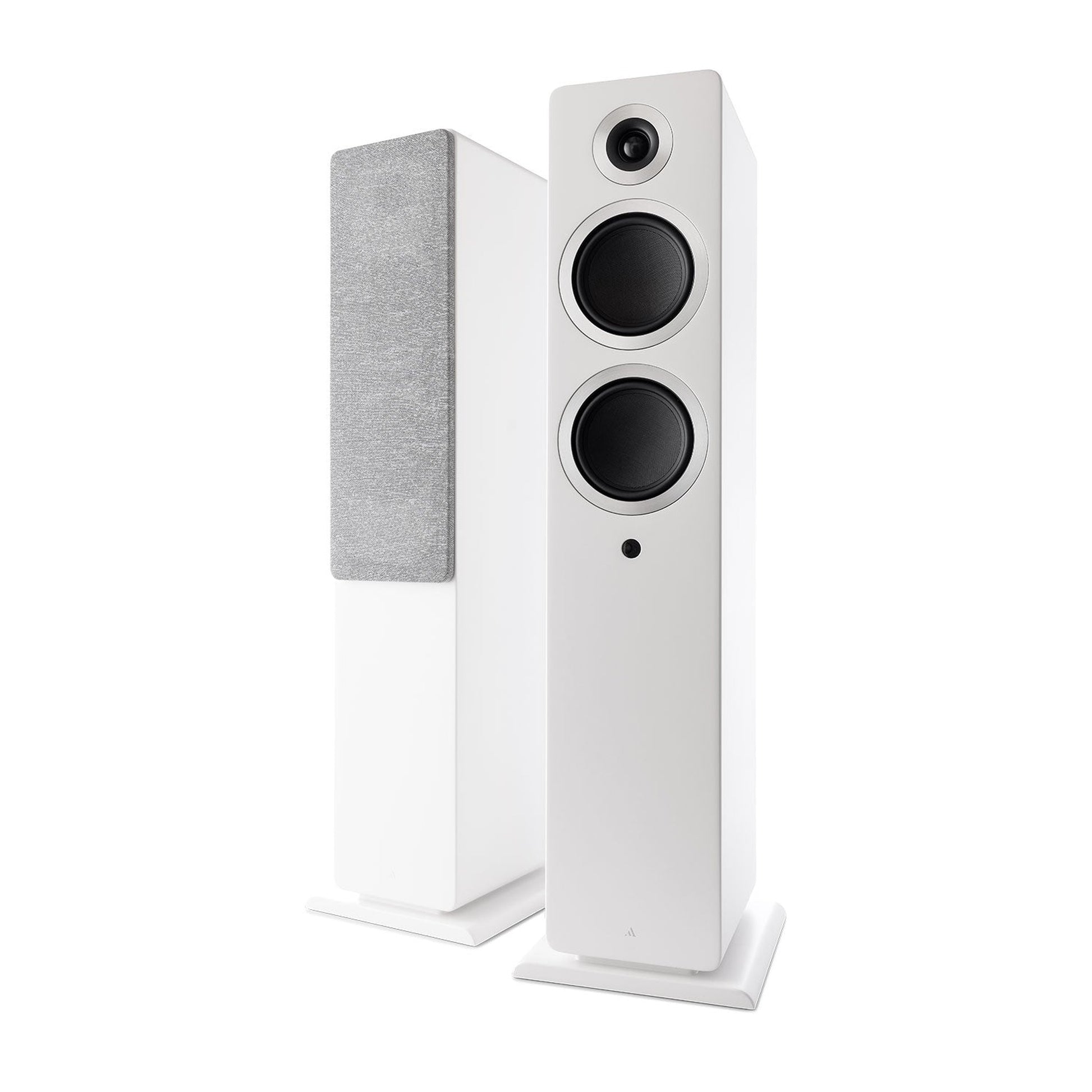 Argon Audio Forte A55 WiFi Standlautsprecher weiss Stereopaar mit und ohne Frontabdeckung