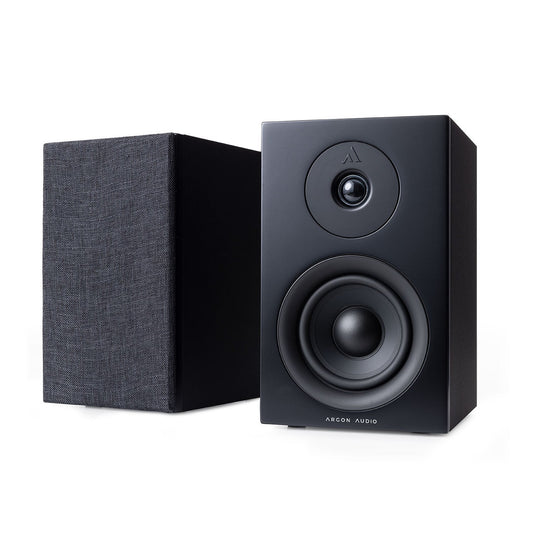 Argon Audio Forus 4 Regallautsprecher schwarz Stereopaar mit und ohne Frontabdeckung