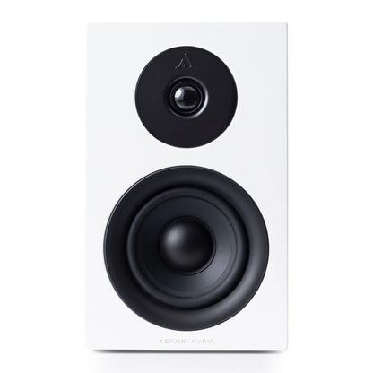 Argon Audio Forus 4 Regallautsprecher weiss Frontansicht ohne Frontabdeckung mit Hochtöner und Tieftöner