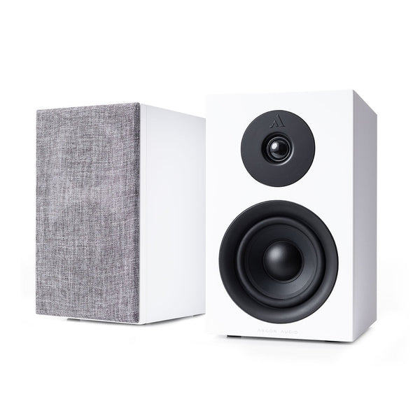 Argon Audio Forus 4 Regallautsprecher weiss Stereopaar mit und ohne Frontabdeckung