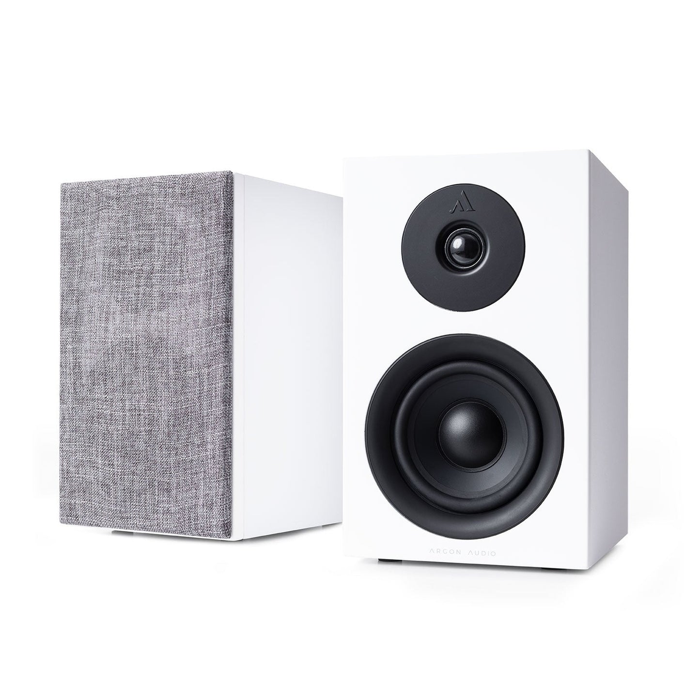 Argon Audio Forus 4 Regallautsprecher weiss Stereopaar mit und ohne Frontabdeckung