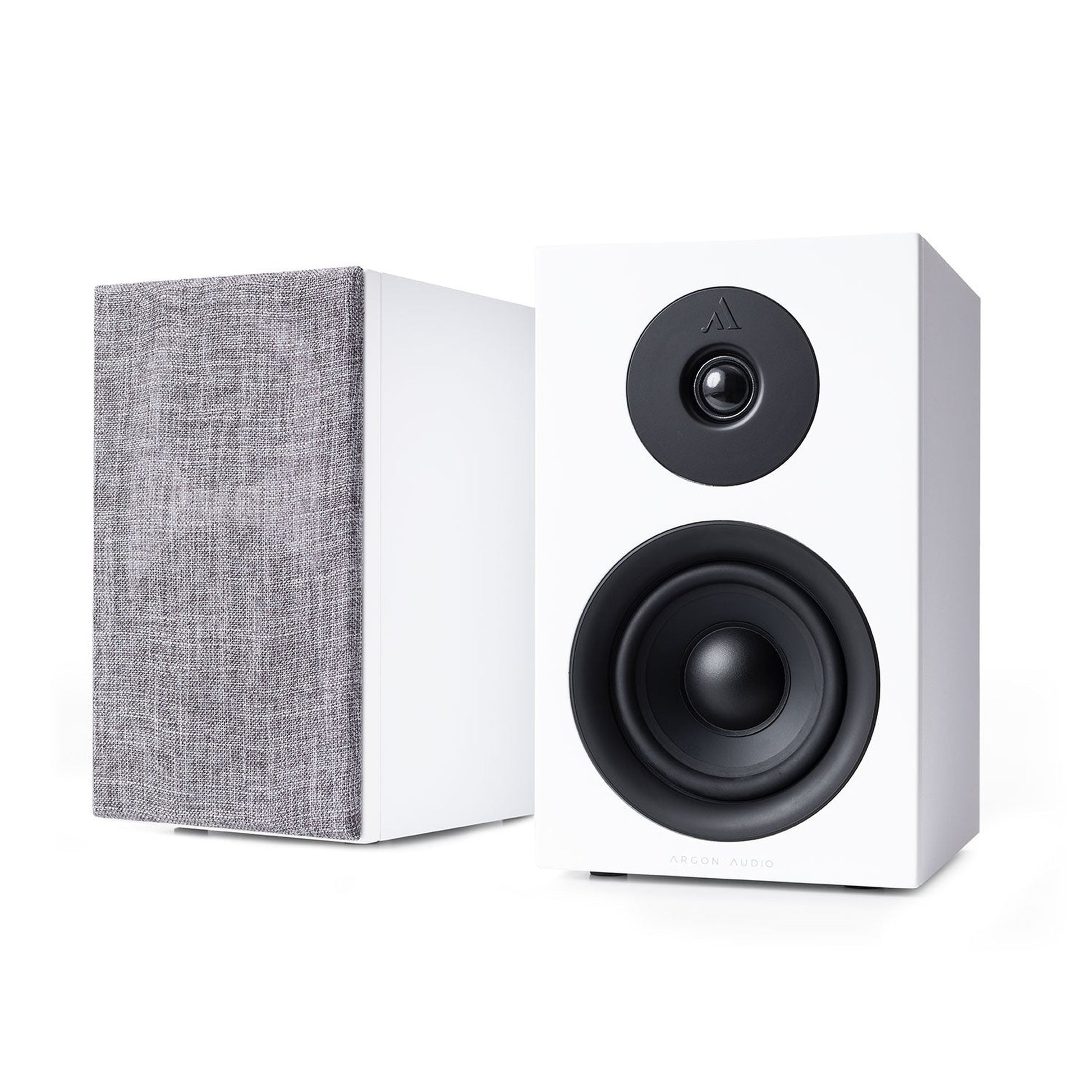 Argon Audio Forus 4 Regallautsprecher weiss Stereopaar mit und ohne Frontabdeckung