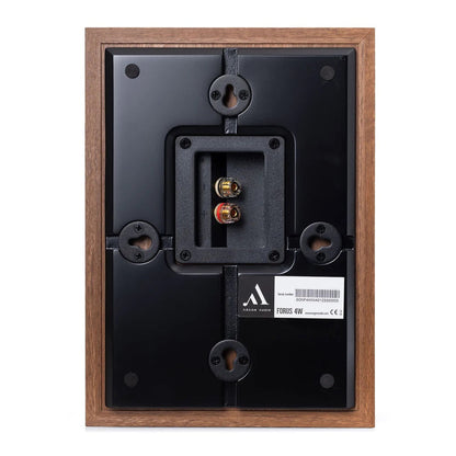 Argon Audio Forus 4 Wall Wandlautsprecher Walnuss Rückansicht mit Wandhalterung und Schraubklemmen