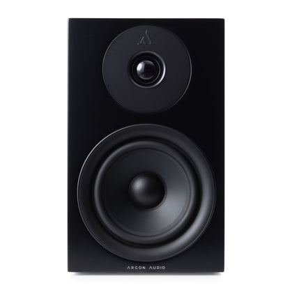 Argon Audio Forus 5 Regallautsprecher Frontansicht ohne Frontabdeckung mit Hochtöner und Tieftöner