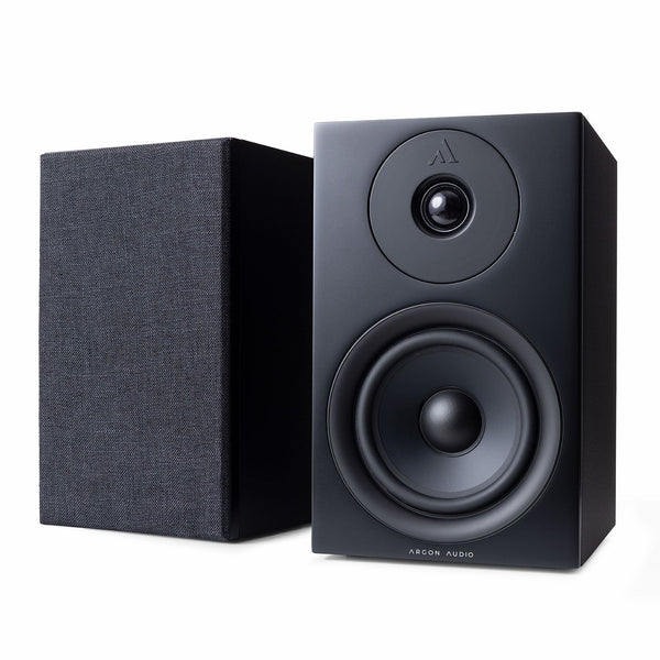 Argon Audio Forus 5 Regallautsprecher schwarz Stereopaar mit und ohne Frontabdeckung