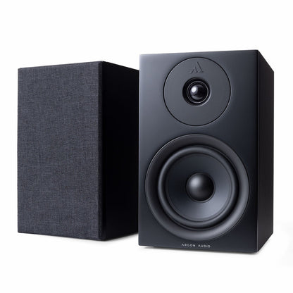 Argon Audio Forus 5 Regallautsprecher schwarz Stereopaar mit und ohne Frontabdeckung