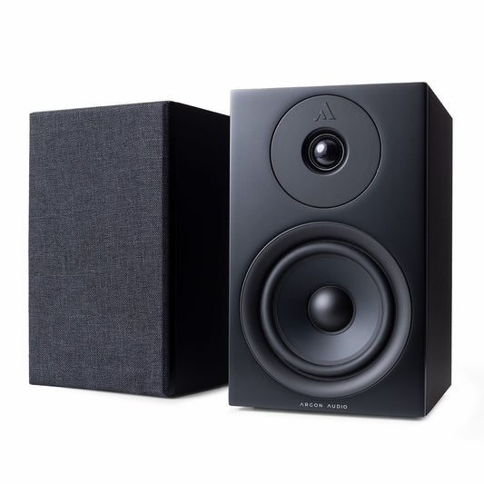 Argon Audio Forus 5 Regallautsprecher schwarz Stereopaar mit und ohne Frontabdeckung
