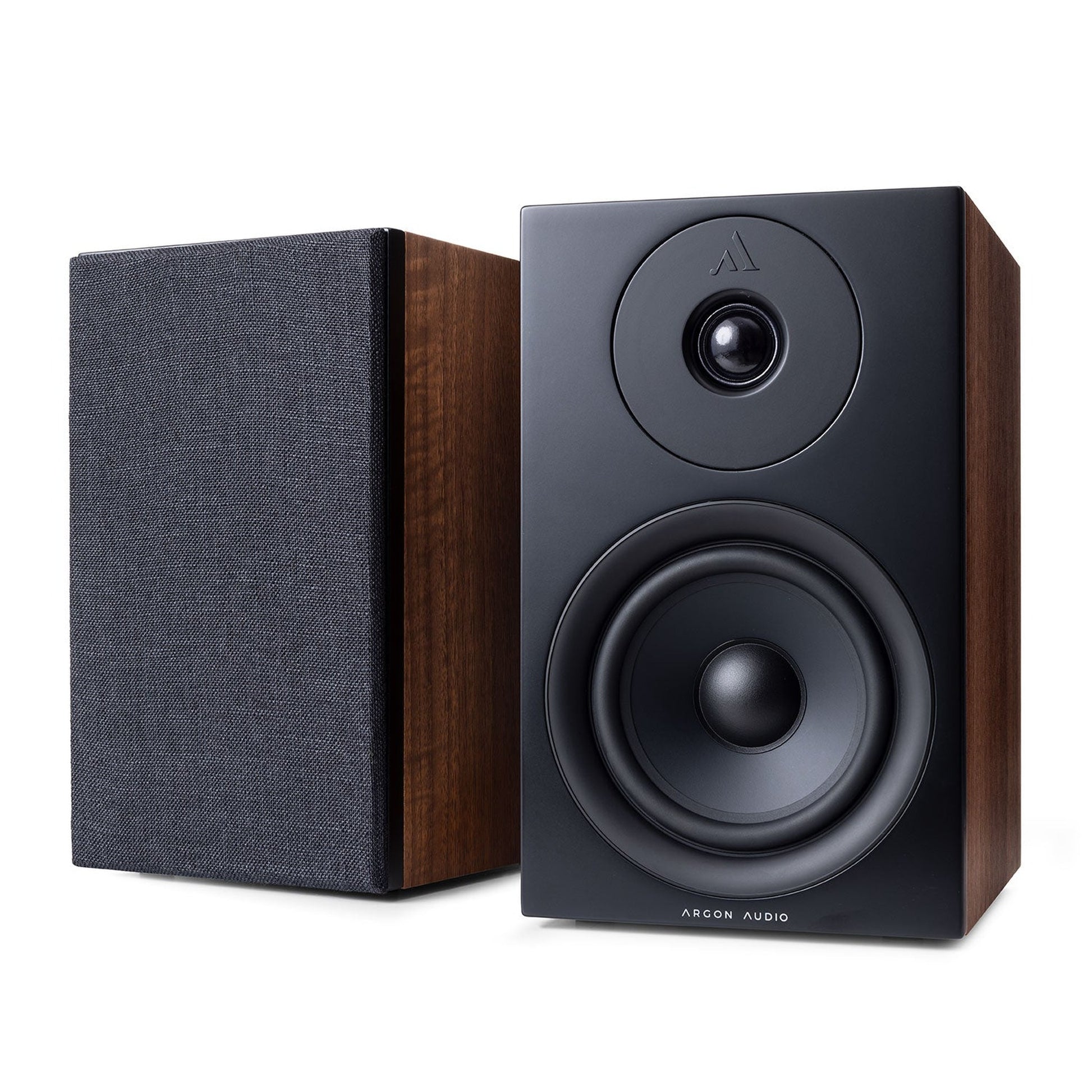 Argon Audio Forus 5 Regallautsprecher Walnuss Stereopaar mit und ohne Frontabdeckung