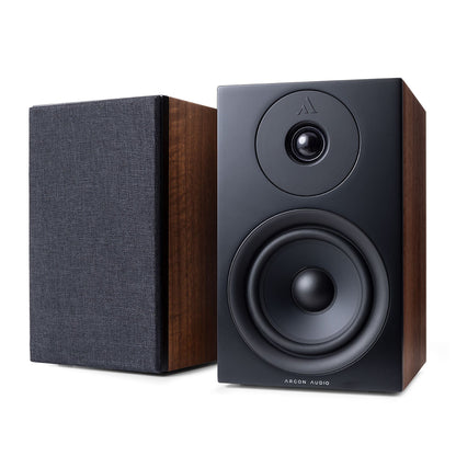 Argon Audio Forus 5 Regallautsprecher Walnuss Stereopaar mit und ohne Frontabdeckung