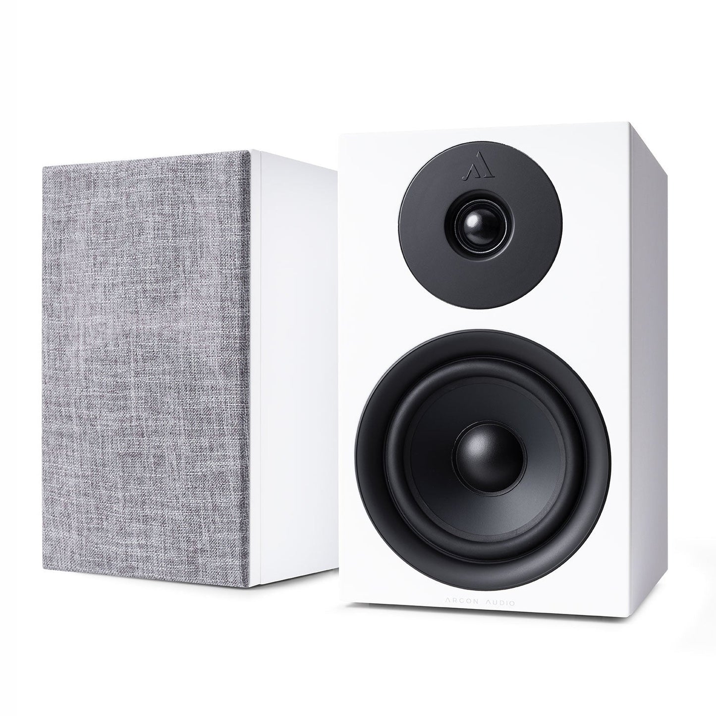 Argon Audio Forus 5 Regallautsprecher weiss Stereopaar mit und ohne Frontabdeckung
