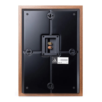 Argon Audio Forus 5 Wall Wandlautsprecher Walnuss Rückansicht mit Wandhalterung und Schraubklemmen