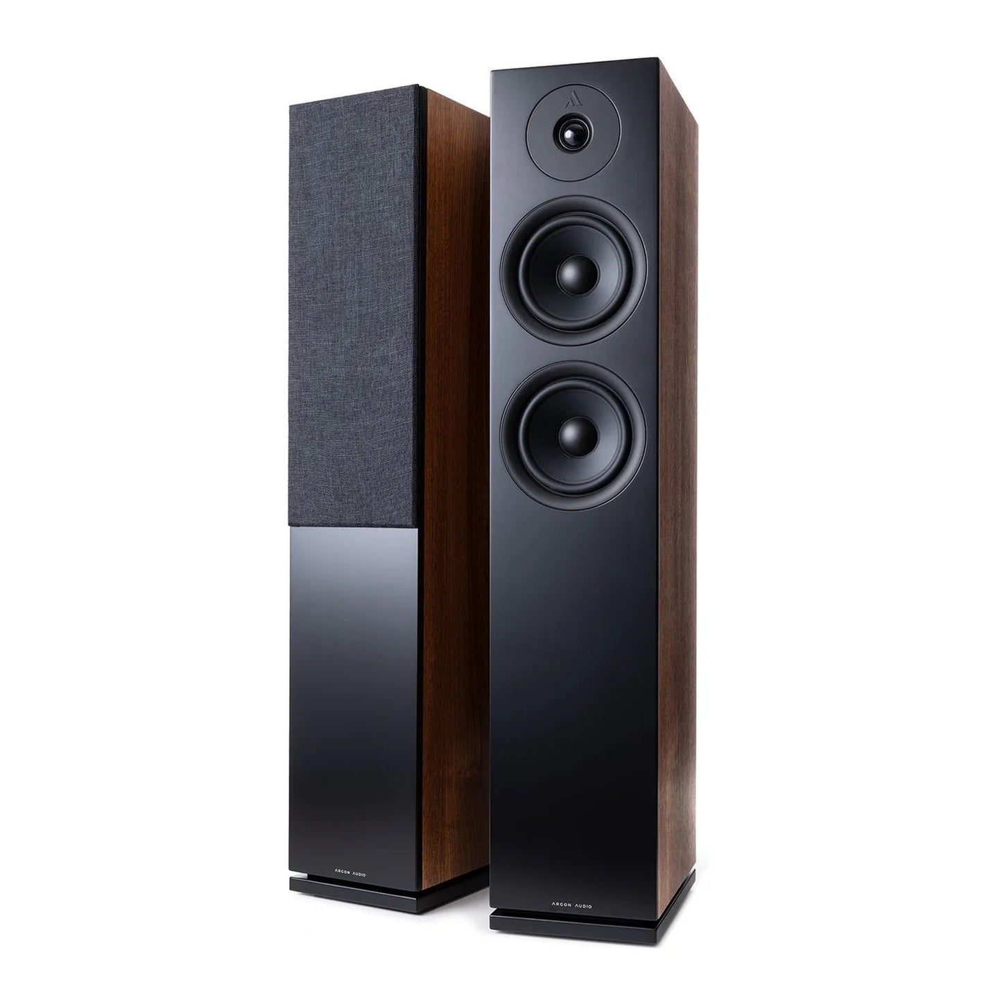 Argon Audio Forus 55 Standlautsprecher Walnuss Stereopaar mit und ohne Frontabdeckung