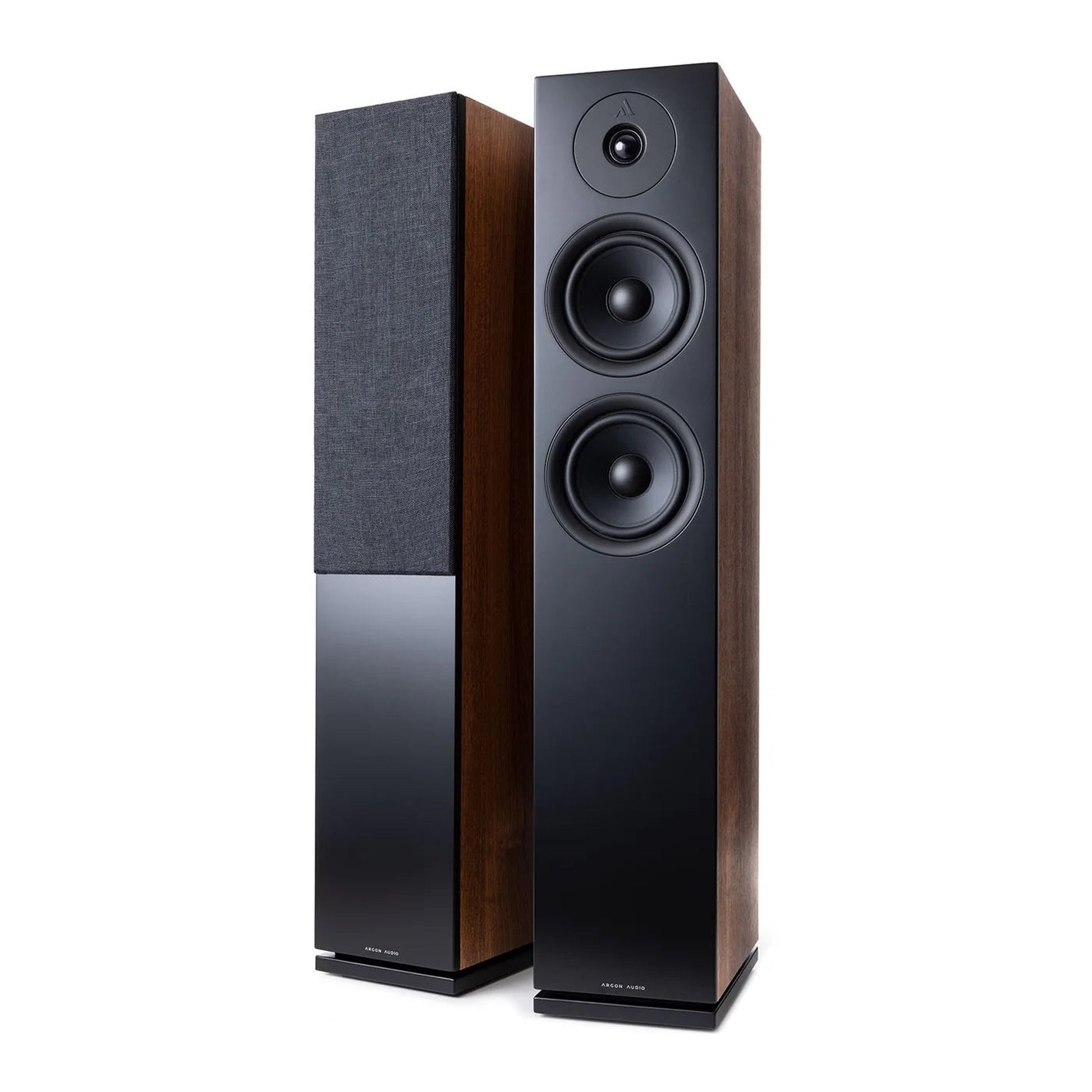 Argon Audio Forus 55 Standlautsprecher Walnuss Stereopaar mit und ohne Frontabdeckung
