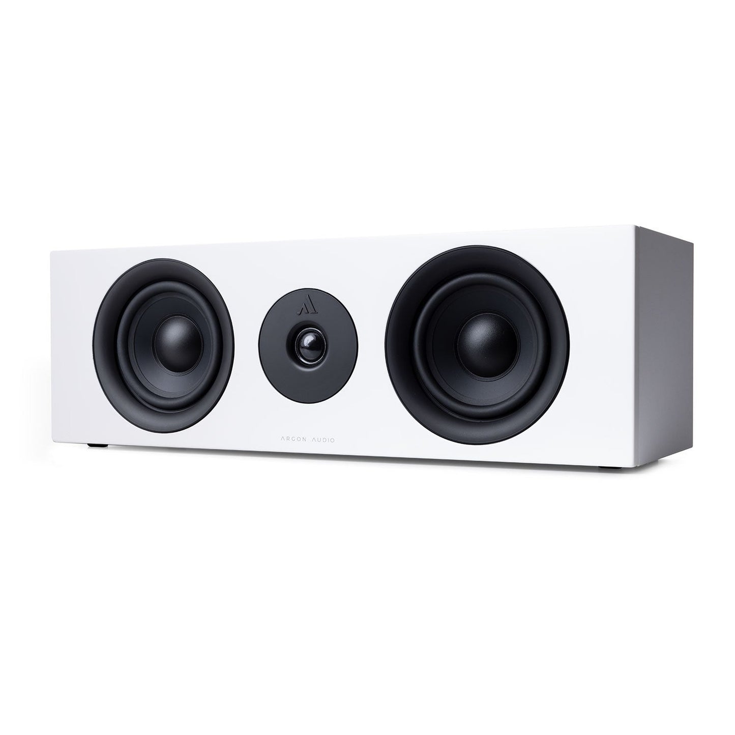 Argon Audio Forus Center-Lautsprecher weiss Frontansicht mit zwei Tieftönern und Hochtöner