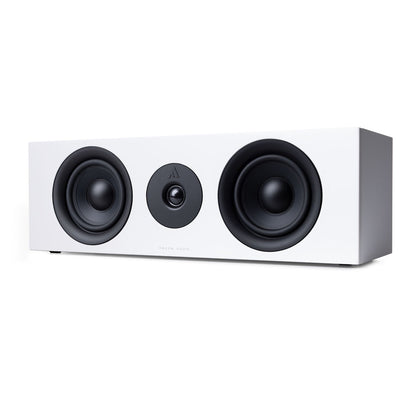 Argon Audio Forus Center-Lautsprecher weiss Frontansicht mit zwei Tieftönern und Hochtöner