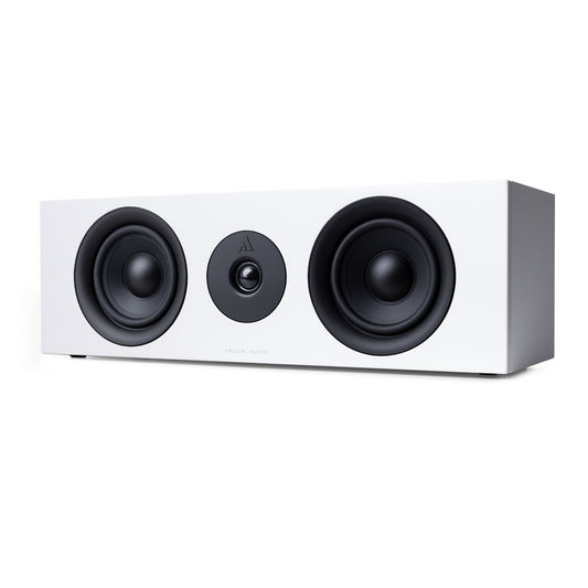 Argon Audio Forus Center-Lautsprecher weiss Frontansicht mit zwei Tieftönern und Hochtöner