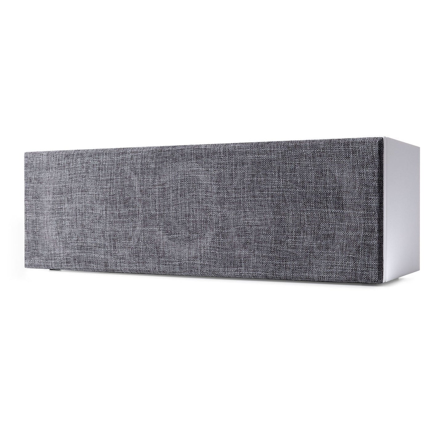 Argon Audio Forus Center-Lautsprecher weiss Schrägansicht mit montierter Frontabdeckung