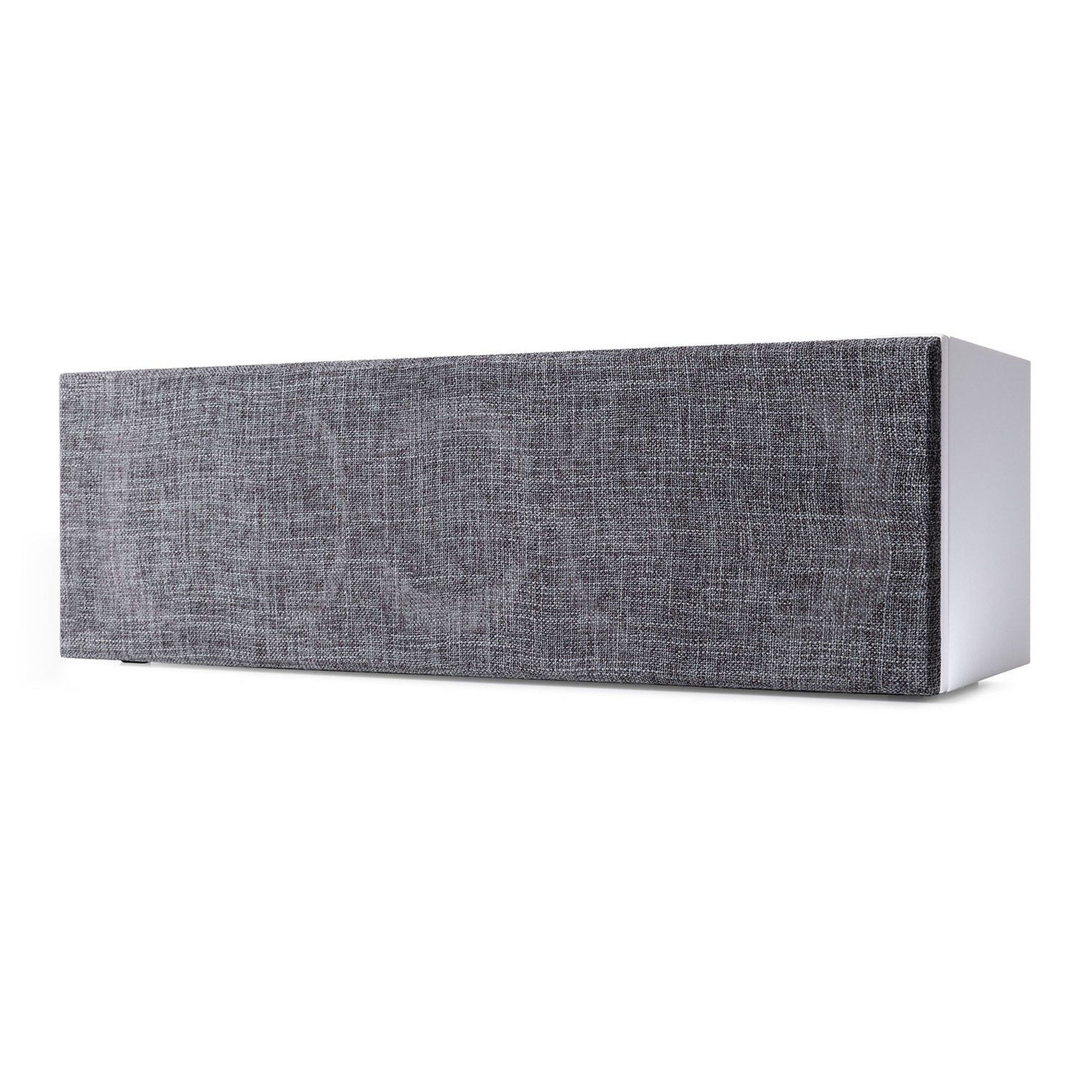 Argon Audio Forus Center-Lautsprecher weiss Schrägansicht mit montierter Frontabdeckung