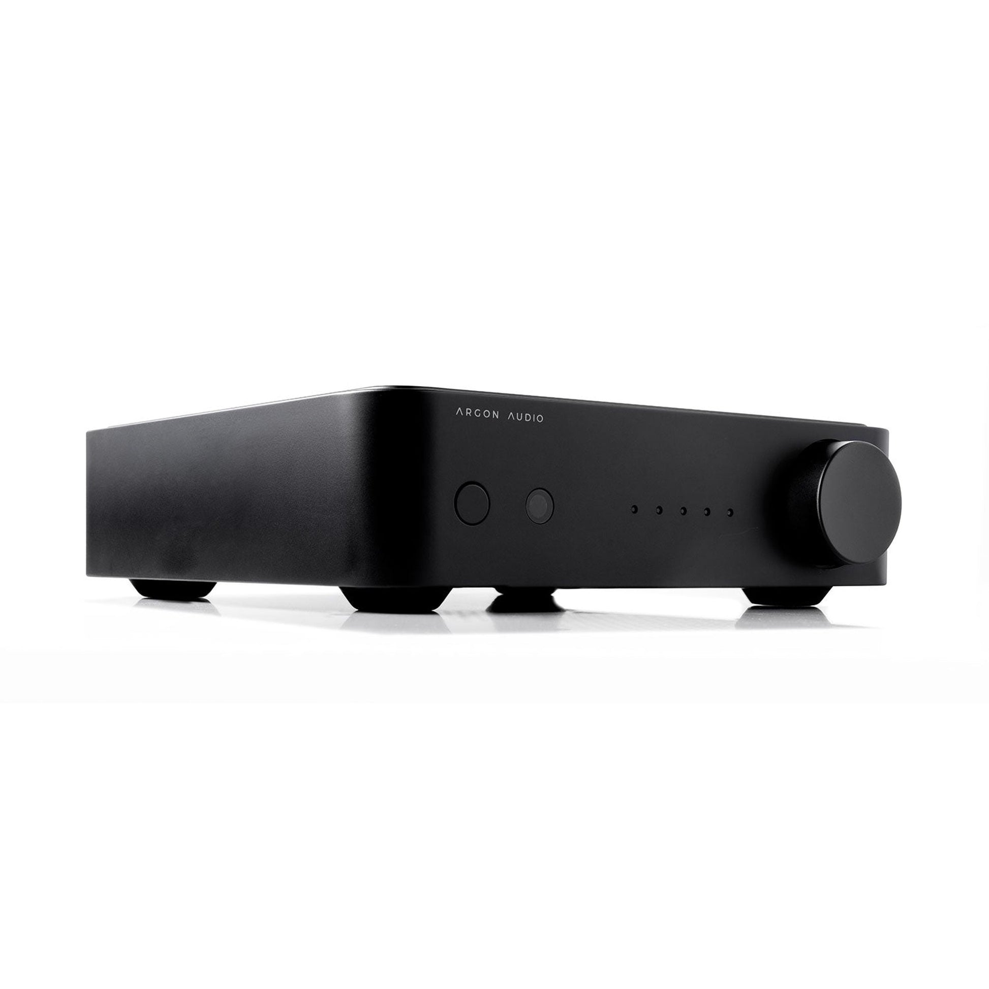Argon Audio SA1 MK2 Vollverstärker schwarz Schrägansicht flach von vorn mit Gerätefüssen