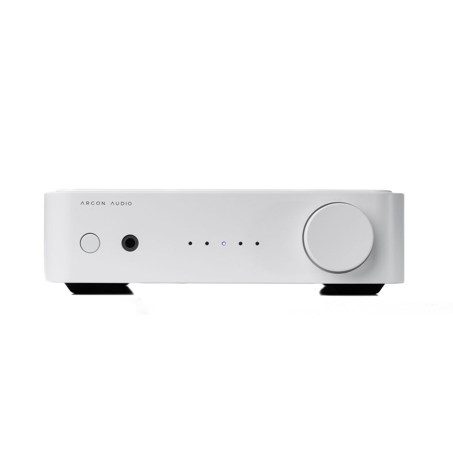 Argon Audio SA1 MK2 Vollverstärker weiss Frontansicht mit Lautstärkeregler und Quellenanzeige