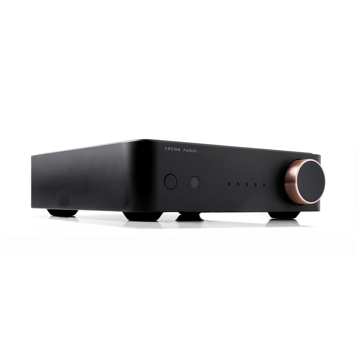 Argon Audio SA2 Streaming-Verstärker schwarz Schrägansicht flach von vorn mit Gerätefüssen
