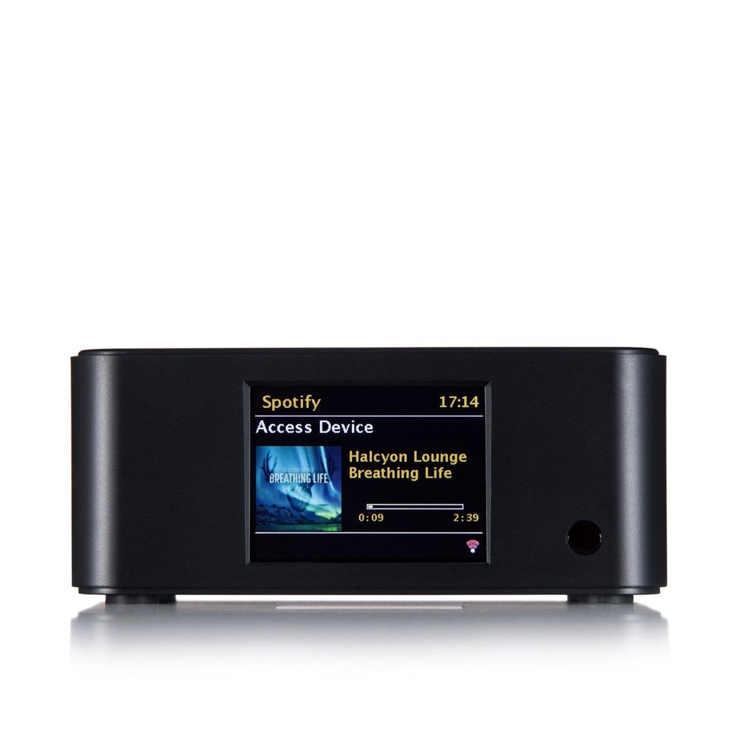 Argon Audio Stream 2 MK3 Netzwerk-Streamer schwarz Frontansicht mit Farbdisplay und Bedienknopf