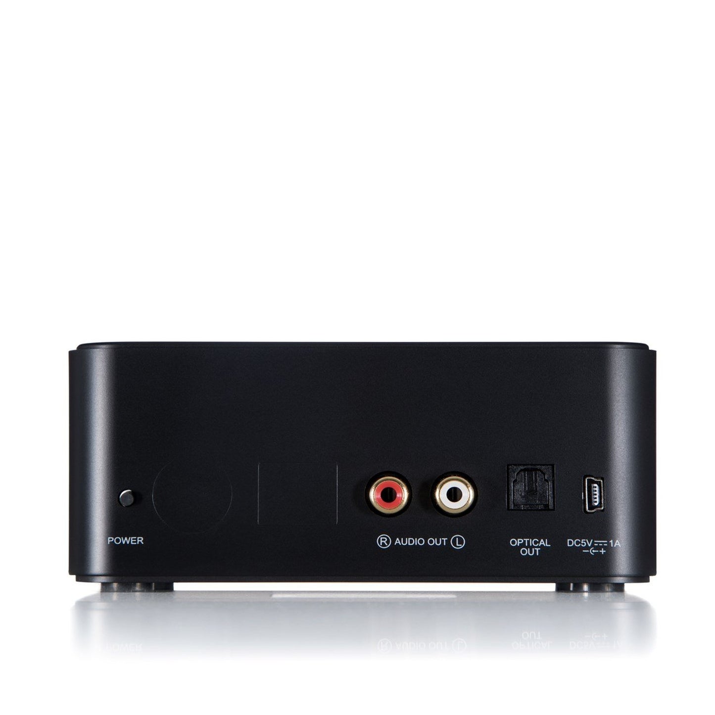 Argon Audio Stream 2 MK3 Netzwerk-Streamer schwarz Rückansicht mit Cinch-Ausgang, optischem Ausgang und Stromanschluss