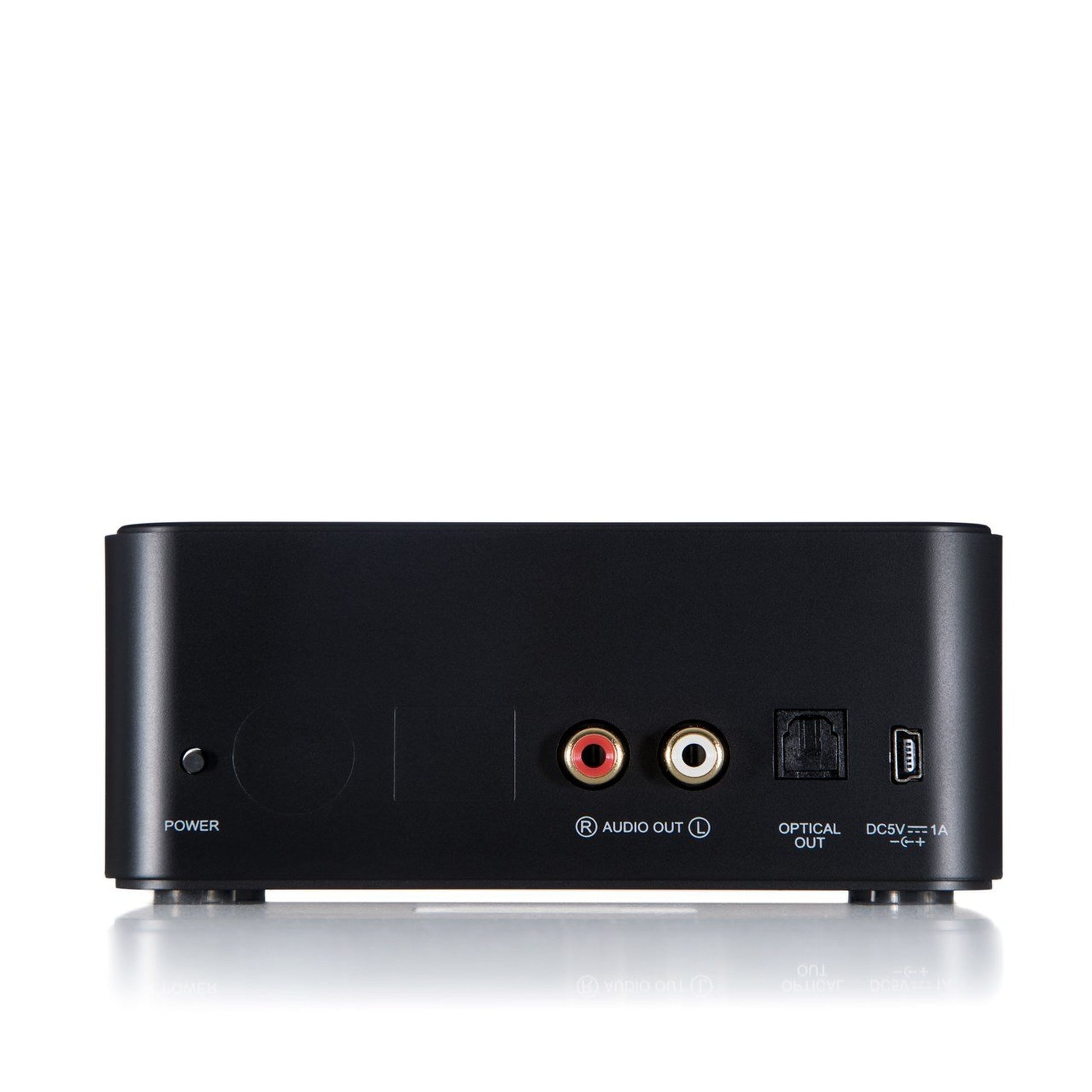 Argon Audio Stream 2 MK3 Netzwerk-Streamer schwarz Rückansicht mit Cinch-Ausgang, optischem Ausgang und Stromanschluss