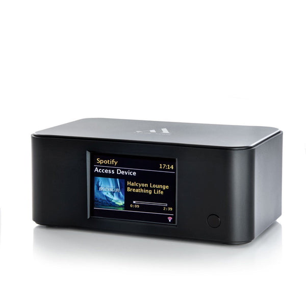Argon Audio Stream 2 MK3 Netzwerk-Streamer schwarz Schrägansicht mit Farbdisplay und Spotify-Wiedergabe