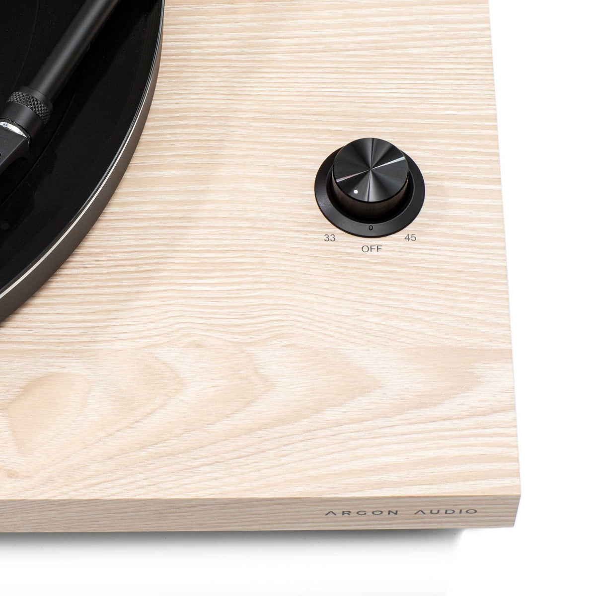 Argon Audio TT3 Plattenspieler Esche Drehzahlschalter Detailansicht