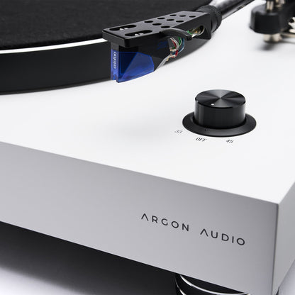 Argon Audio TT4 MK2 Plattenspieler Weiss Drehzahlschalter Detailansicht