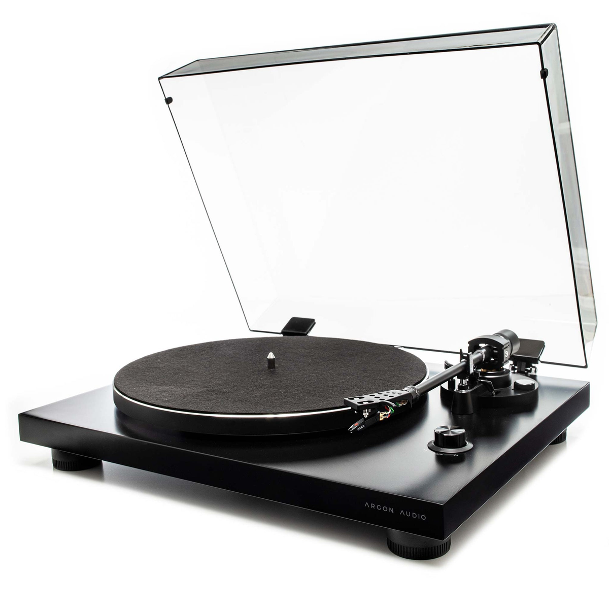 Argon Audio TT3 Plattenspieler in Schwarz, Frontansicht