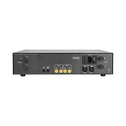 Atoll AM300 Evolution Stereo-Endstufe Rückansicht mit Lautsprecherklemmen sowie XLR- und Cinch-Eingang