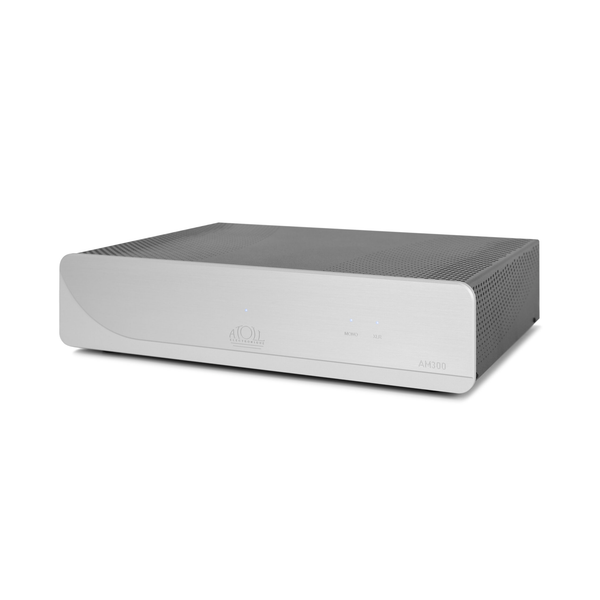 Atoll AM300 Evolution Stereo-Endstufe Silber Schrägansicht mit schlichter Frontblende ohne Bedienelemente