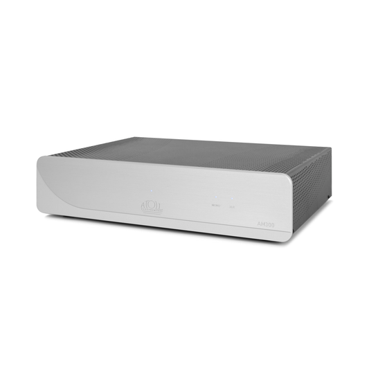 Atoll AM300 Evolution Stereo-Endstufe Silber Schrägansicht mit schlichter Frontblende ohne Bedienelemente
